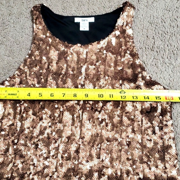 "Bar III" Bronze Sequined Sleeveless Short Top - Picture 7 of 8